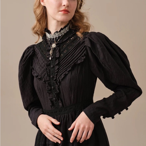 Linennaive Mary 18 vintage linen dress plus 3x goth cottagecore NWT - Picture 8 of 9